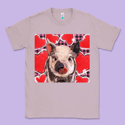 Valentine's Day Glitter Hearts Pig Classic Tee Designed By Barkaloodesign