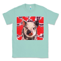 Seafoam valentine's day glitter hearts pig Classic Tee - BarkalooDesign