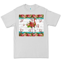 Dove Grey flamingo with tropical flowers Premium Tee - Artiststas
