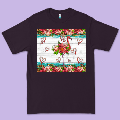 Flamingo With Tropical Flowers Premium Tee Designed By Artiststas