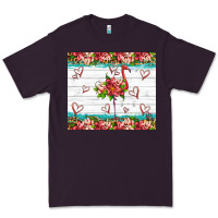 Plum flamingo with tropical flowers Premium Tee - Artiststas