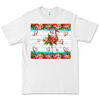White flamingo with tropical flowers Premium Tee - Artiststas