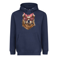 Mama Bear With Glasses And Bandana Heavyweight Hoodie | Teevron