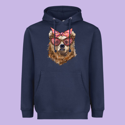 Mama Bear With Glasses And Bandana Heavyweight Hoodie Designed By Artiststas