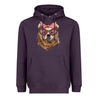 Plum mama bear with glasses and bandana Heavyweight Hoodie - Artiststas