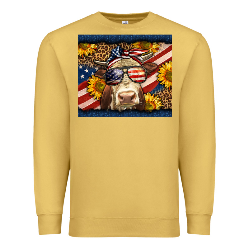 Western 4th Of July Cow Premium Sweatshirt by LillyAllenDesigns | Teevron