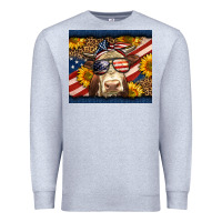 Heather Grey Western 4th Of July Cow Premium Sweatshirt - LillyAllenDesigns