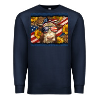 Navy Western 4th Of July Cow Premium Sweatshirt - LillyAllenDesigns