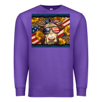 Purple Western 4th Of July Cow Premium Sweatshirt - LillyAllenDesigns