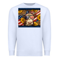 White Western 4th Of July Cow Premium Sweatshirt - LillyAllenDesigns