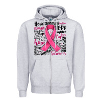 Heather Grey breast cancer ribbon Zipper Hoodie - JahusDesignShop