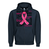 Navy breast cancer ribbon Zipper Hoodie - JahusDesignShop