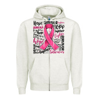 Oatmeal Heather breast cancer ribbon Zipper Hoodie - JahusDesignShop