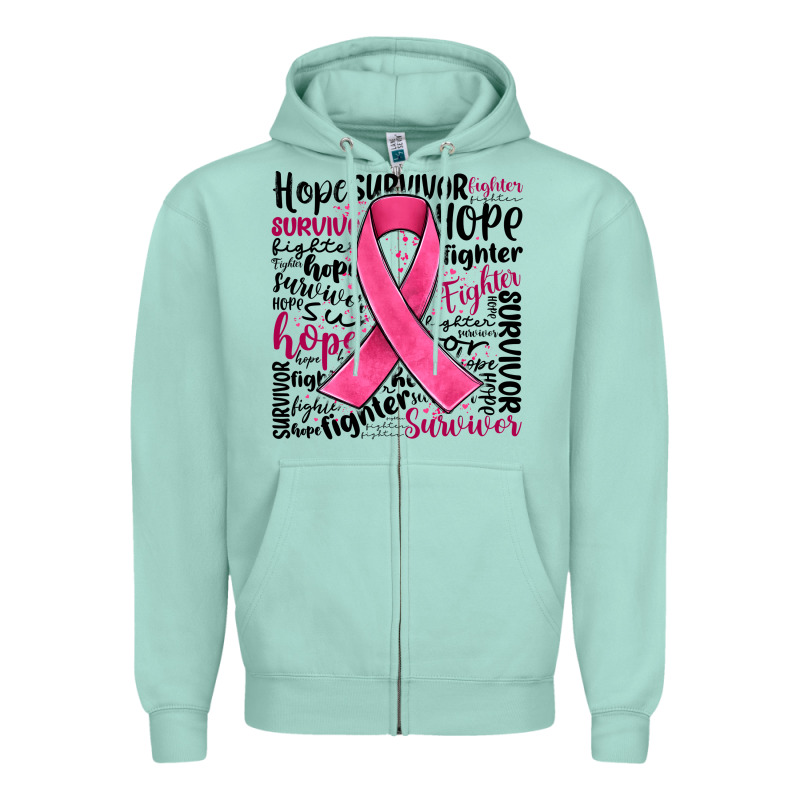 Breast Cancer Ribbon Zipper Hoodie by JahusDesignShop | Teevron