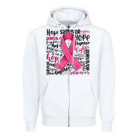 White breast cancer ribbon Zipper Hoodie - JahusDesignShop