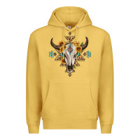 Antique Gold bull skull with aztec sunflower leopard Premium Hoodie - MaliasSmallBusiness