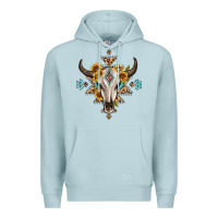 Blue Mist bull skull with aztec sunflower leopard Premium Hoodie - MaliasSmallBusiness