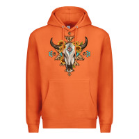 Carrot bull skull with aztec sunflower leopard Premium Hoodie - MaliasSmallBusiness