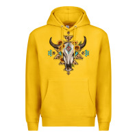 Lemon bull skull with aztec sunflower leopard Premium Hoodie - MaliasSmallBusiness