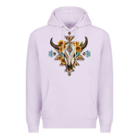 Lilac bull skull with aztec sunflower leopard Premium Hoodie - MaliasSmallBusiness