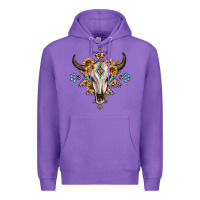 Purple bull skull with aztec sunflower leopard Premium Hoodie - MaliasSmallBusiness