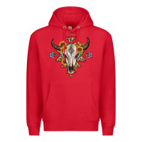 Red bull skull with aztec sunflower leopard Premium Hoodie - MaliasSmallBusiness