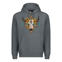 Rock bull skull with aztec sunflower leopard Premium Hoodie - MaliasSmallBusiness