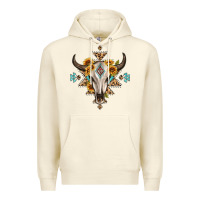 Sandshell bull skull with aztec sunflower leopard Premium Hoodie - MaliasSmallBusiness
