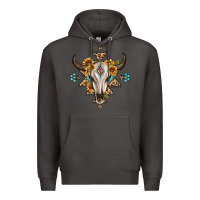 Smoke bull skull with aztec sunflower leopard Premium Hoodie - MaliasSmallBusiness