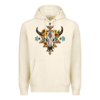 Tofu bull skull with aztec sunflower leopard Premium Hoodie - MaliasSmallBusiness