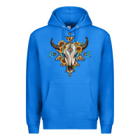 True Royal bull skull with aztec sunflower leopard Premium Hoodie - MaliasSmallBusiness