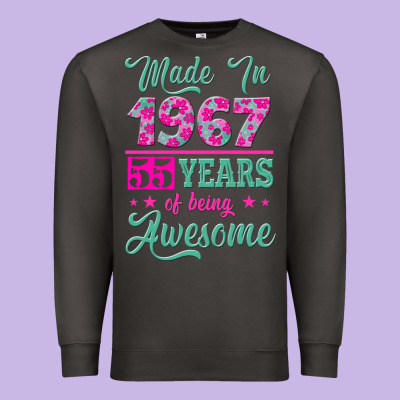 Made In 1967, 55 Years Of Being Awesome Premium Sweatshirt Designed By Jasminsmagicworld