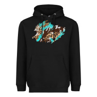 Black cowhide leopard turquoise patch Heavyweight Hoodie - AdoDesignShop
