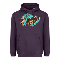 Plum cowhide leopard turquoise patch Heavyweight Hoodie - AdoDesignShop