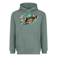 Sage cowhide leopard turquoise patch Heavyweight Hoodie - AdoDesignShop