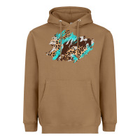 Toasted Coconut cowhide leopard turquoise patch Heavyweight Hoodie - AdoDesignShop