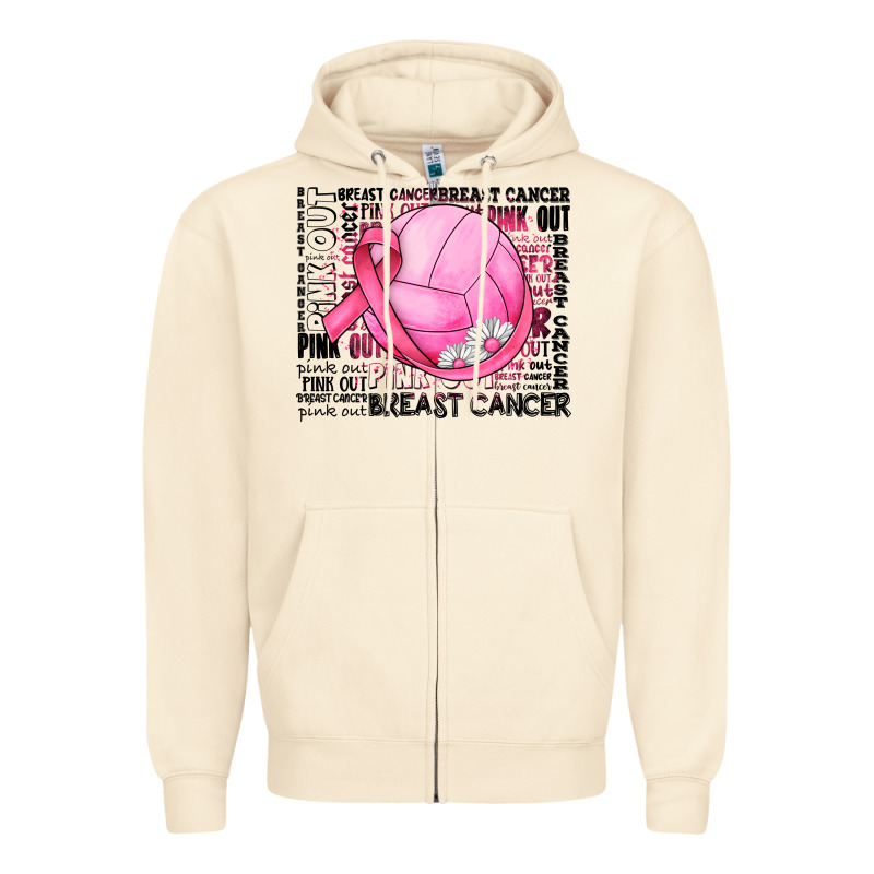 Breast Cancer Volleyball Zipper Hoodie by JahusDesignShop | Teevron