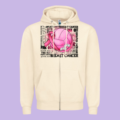 Breast Cancer Volleyball Zipper Hoodie Designed By Jahusdesignshop