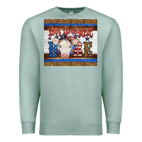 Seafoam Western Star Spangled Baby Cow Premium Sweatshirt - LillyAllenDesigns