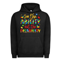 Pigment Black see the ability not the disability Urban Hoodie - LillyAllenDesigns