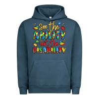 Pigment Midnight Navy see the ability not the disability Urban Hoodie - LillyAllenDesigns