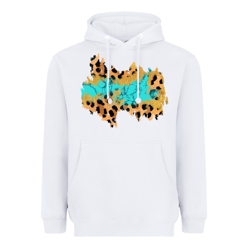 Glitter Leopard Turquoise Patch Heavyweight Hoodie by AdoDesignShop | Teevron