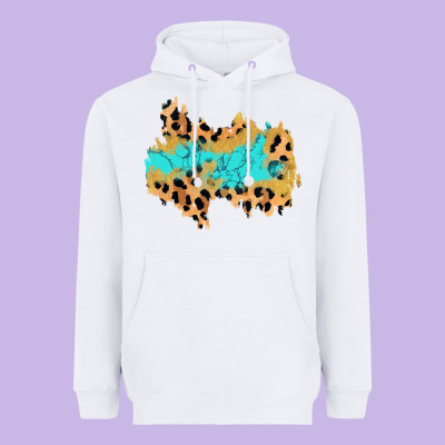 Glitter Leopard Turquoise Patch Heavyweight Hoodie Designed By Adodesignshop
