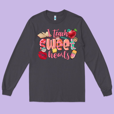 I Teach Sweet Hearts Valentine's Day Teacher Long Sleeve Tee Designed By Fadigitalartstudio