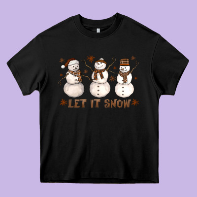 Let It Snow Snowmen Heavy Core Tee Designed By Lillyallendesigns