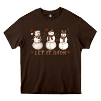 Chocolate Brown Let It Snow Snowmen Heavy Core Tee - LillyAllenDesigns