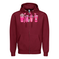 Burgundy breast cancer coffee cups Zipper Hoodie - JahusDesignShop