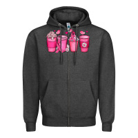 Charcoal Heather breast cancer coffee cups Zipper Hoodie - JahusDesignShop