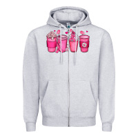 Heather Grey breast cancer coffee cups Zipper Hoodie - JahusDesignShop