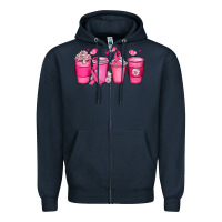 Navy breast cancer coffee cups Zipper Hoodie - JahusDesignShop